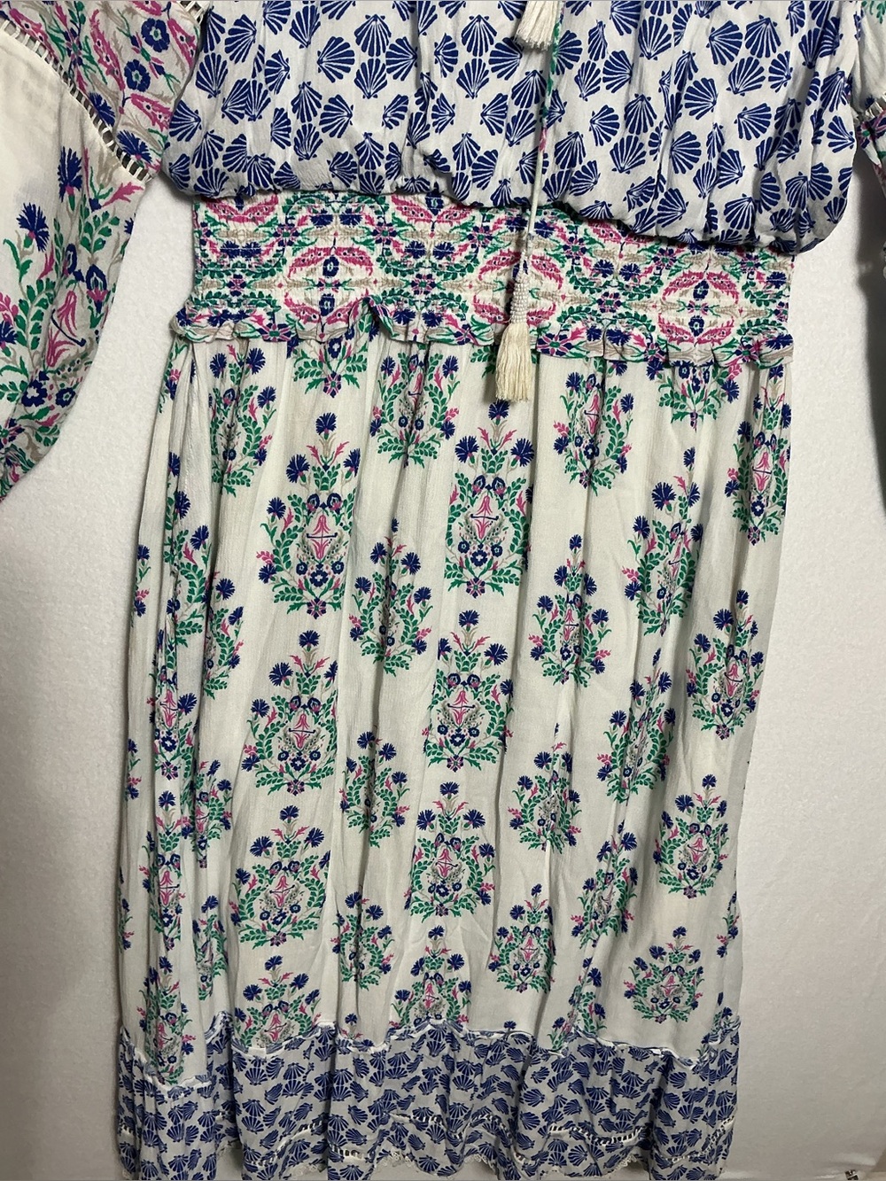 Chico’s Boho Floral Print Maxi Dress - Fits L/14) - Tassel Accents - Picture 5 of 13